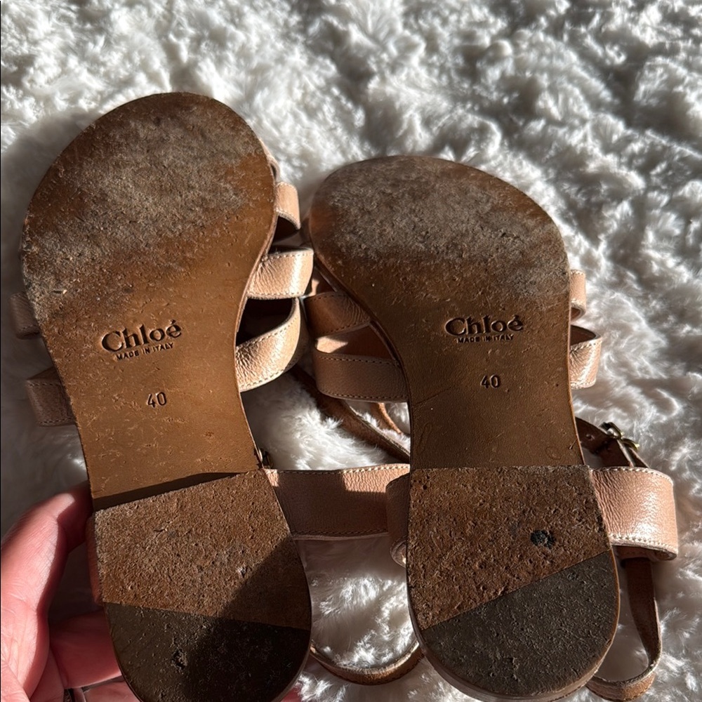 Chloe Tan Leather Strappy Sandals size 40 - Picture 3 of 4